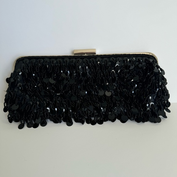 White House Black Market Sequined Beaded Clutch Bag - Picture 2 of 9